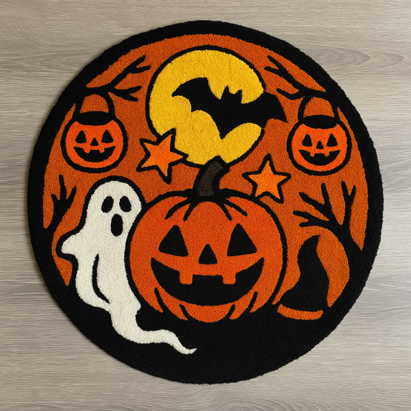 🎃 Tufted Rug "Pumpkin & Ghost"