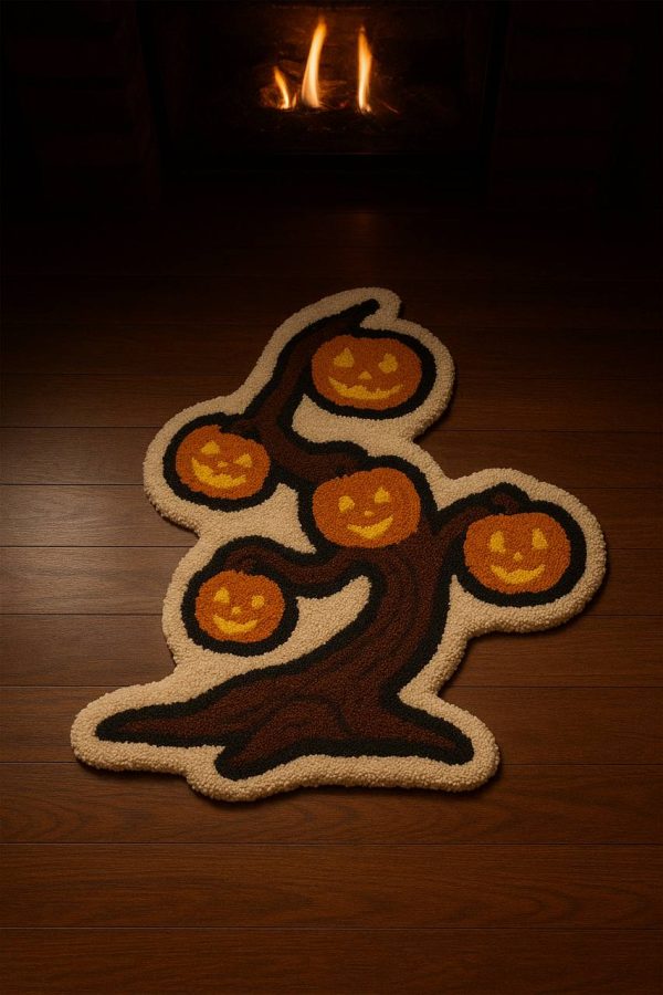 🎃 Tufted Rug "Pumpkin Tree" — 36 x 24 in