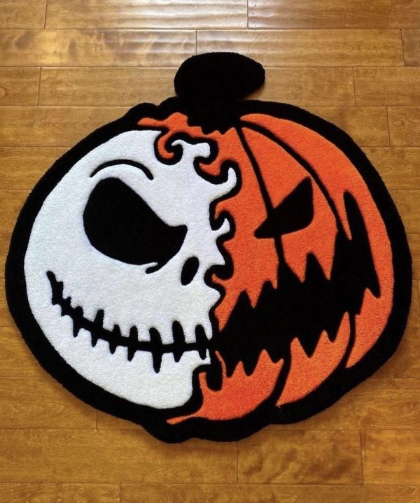 Tufted Halloween Rug – Pumpkin & Skull Design