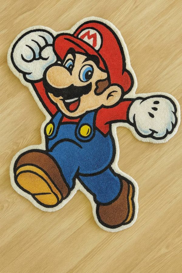 Tufted Mario Rug – Handmade Gamer Design (36 x 24 in)