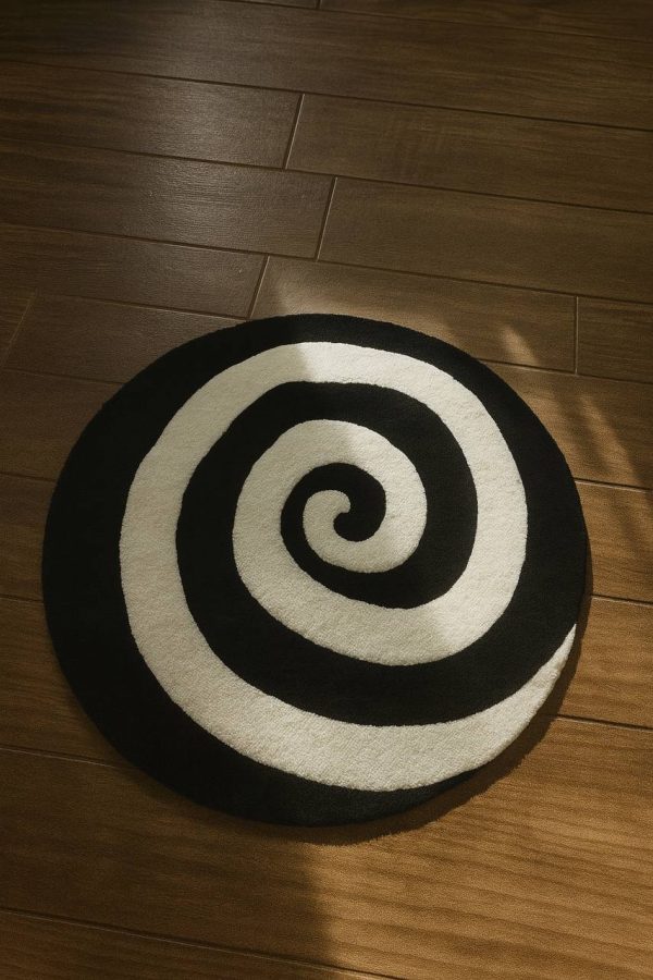 Tufted Spiral Rug – Modern Black & White