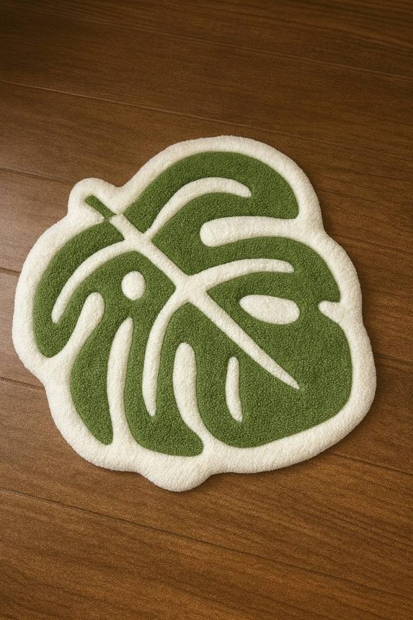 Tufted Monstera Leaf Rug – Botanical Design