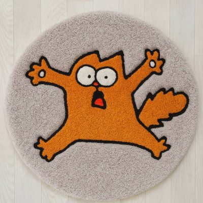 Funny Orange Cat Rug – Handmade Tufted Round Carpet