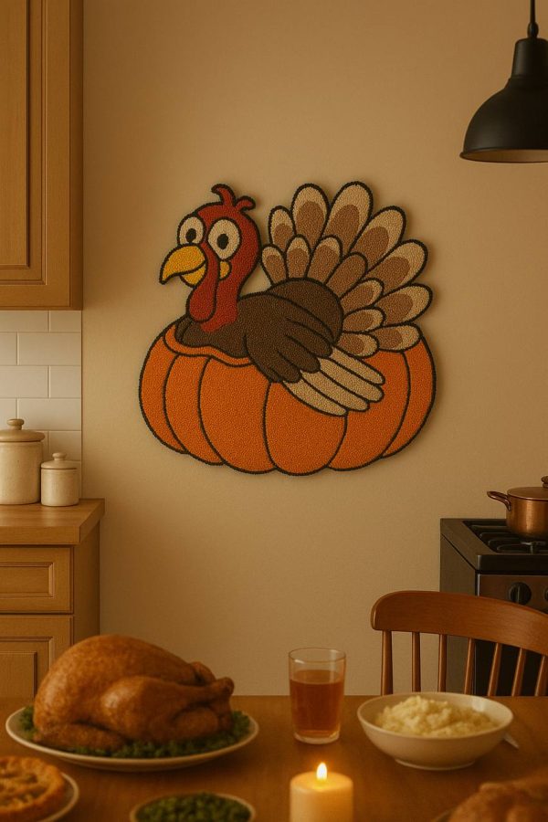Tufted Rug “Thanksgiving Turkey” — 30x30 inches (Contour Cut)