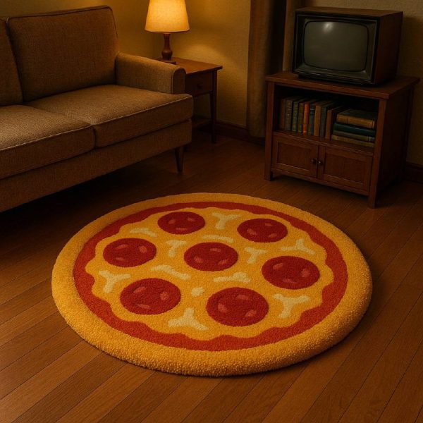Whole Pepperoni Pizza Tufted Rug — Round Edition