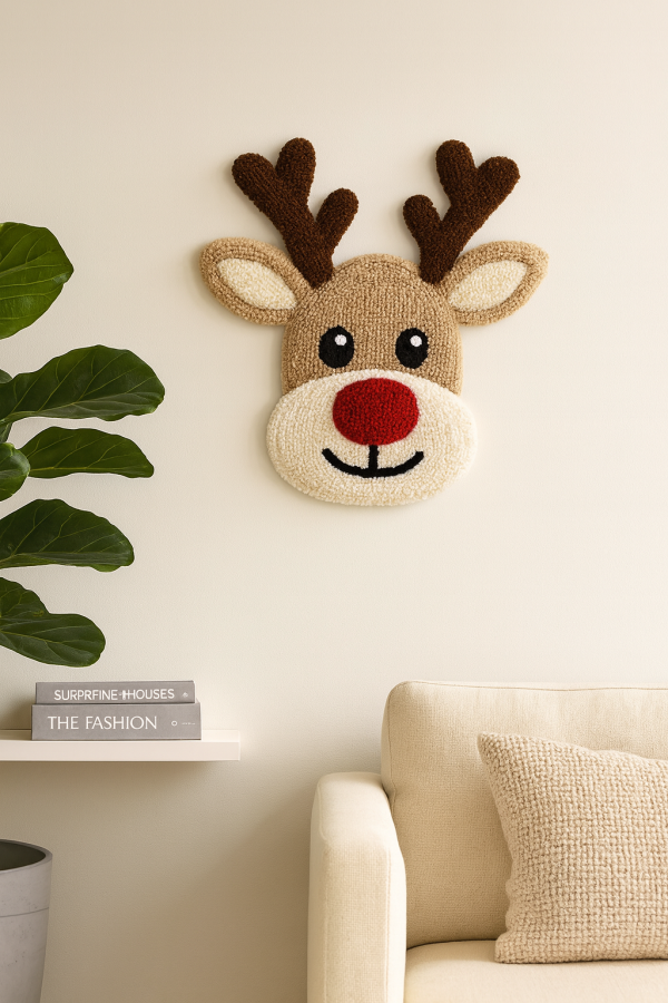 Handmade Tufted Rudolph Reindeer Wall & Floor Rug