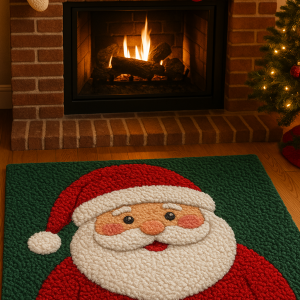 Handmade Tufted Santa Face Christmas Rug