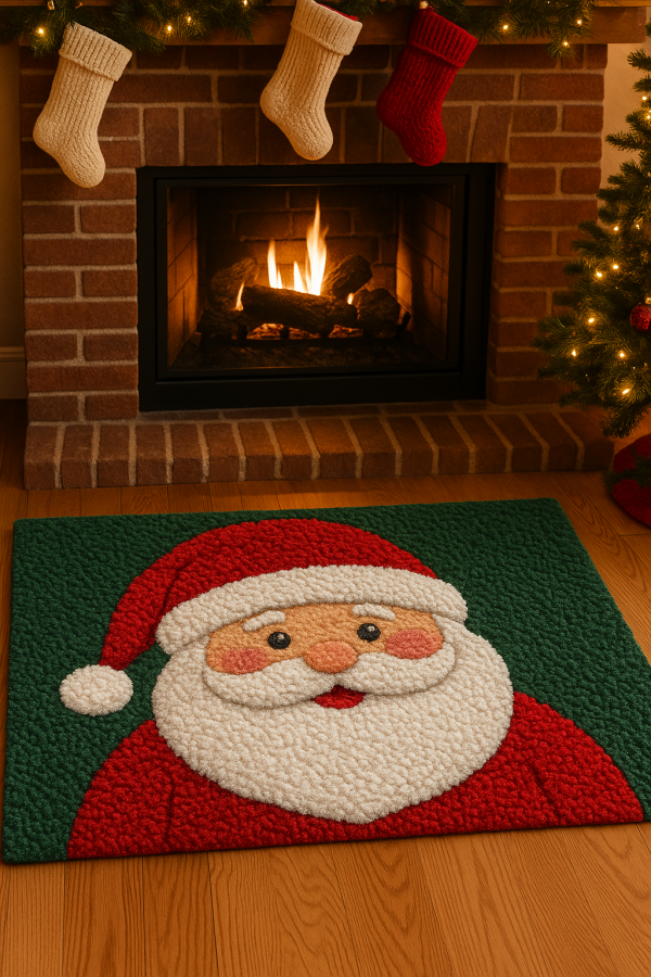 Handmade Tufted Santa Face Christmas Rug