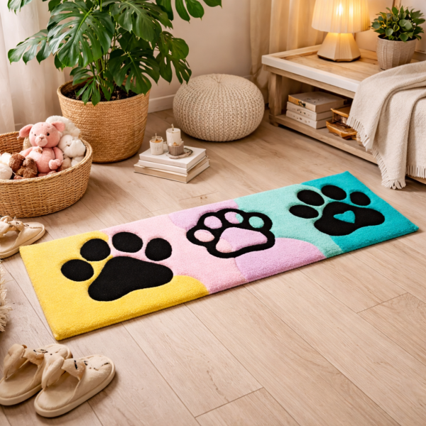 Pastel Paw Vibes — Tufted Cat Paw Rug