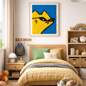 Cool Cat Sunglasses Tufted Rug – Handmade Accent Piece (18x18 in)