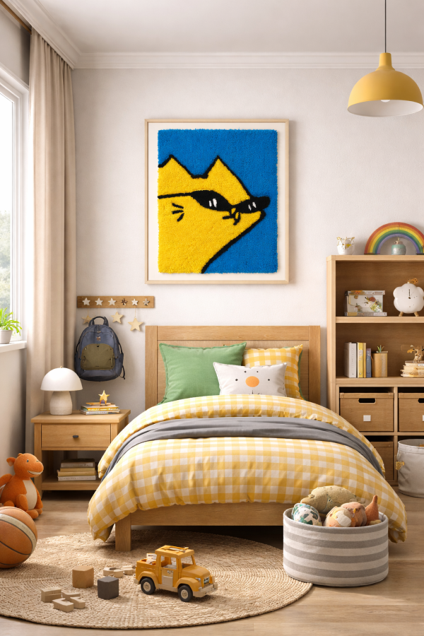 Cool Cat Sunglasses Tufted Rug – Handmade Accent Piece (18x18 in)