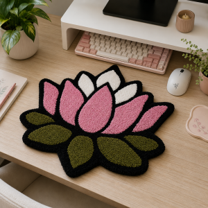 lotus-flower-tufted-desk-mat-16-x-15-handmade-desk-rug