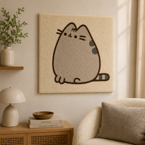 Handmade Tufted Abstract Face Rug – Modern Wall Art Accent Rug – Soft Acrylic Decorative Rug for Bedroom, Living Room & Office (14×17 Inches)