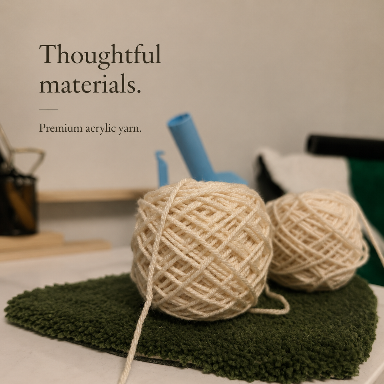 Yarn and handmade rug materials